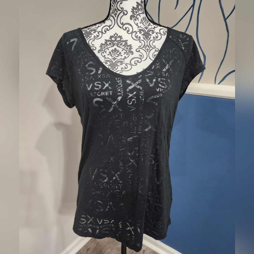 VSX Sport Activewear Sheer Black Logo Top